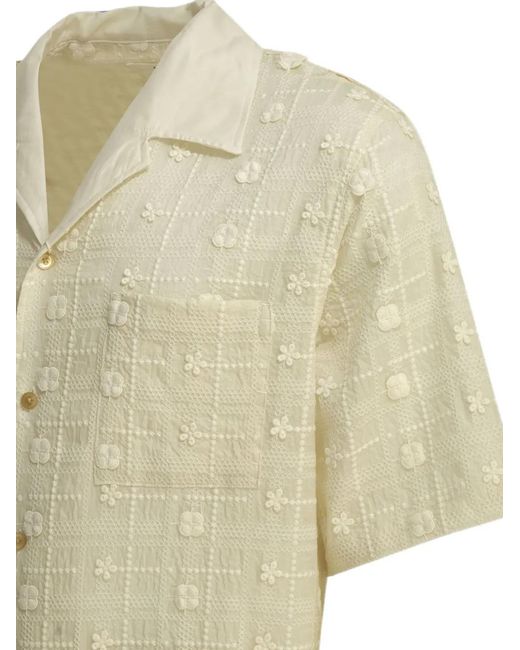 NN07 White Ben Embroidered Check-Pattern Shirt for men