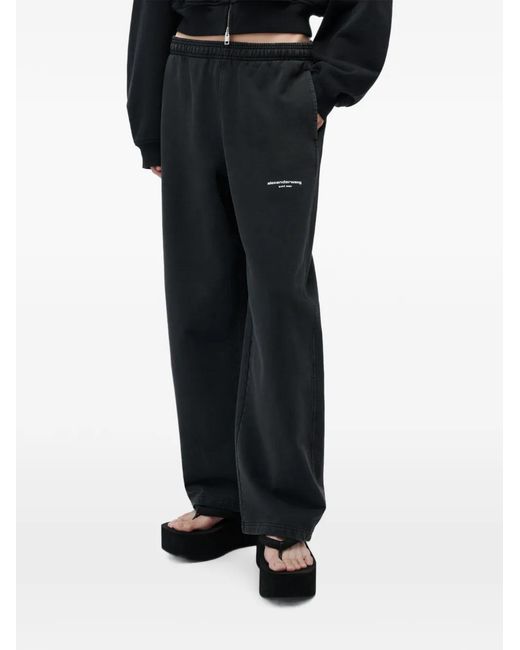 Alexander Wang White Logo-Print Mid-Rise Relaxed Sweatpants