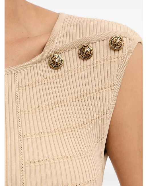 Guess Blue Button Ribbed Top