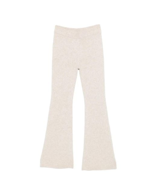 Bompard White Ribbed Flared Trousers