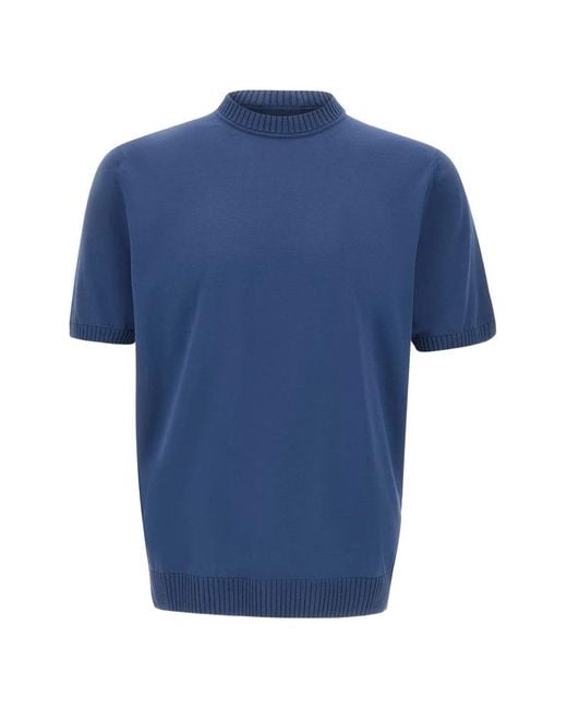 FILIPPO DE LAURENTIIS Blue Short-Sleeve Sweater for men