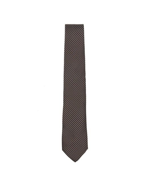 Canali White Geometric-Pattern Floral-Motif Tie for men