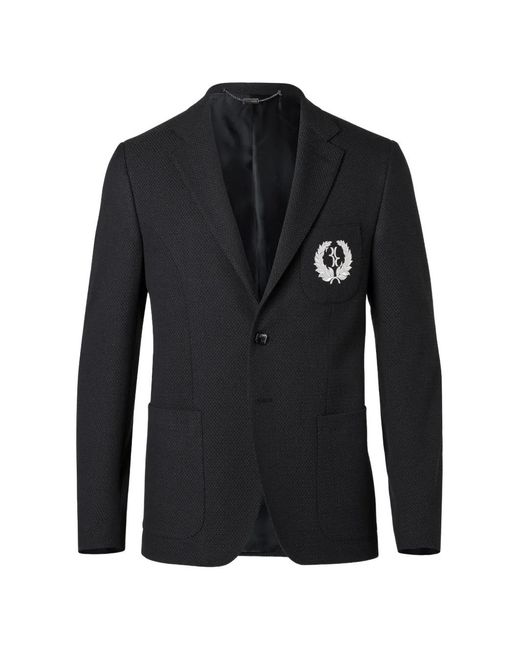 Billionaire Black Brent Logo-Patch Single-Breasted Blazer for men