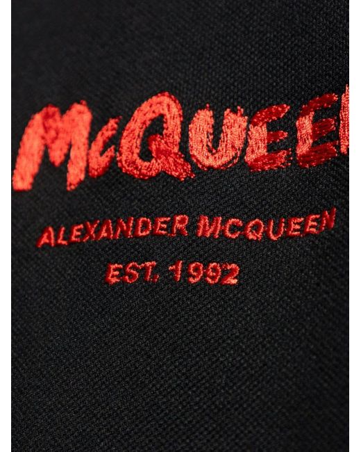 Alexander McQueen Black Logo-print Polo Shirt for men