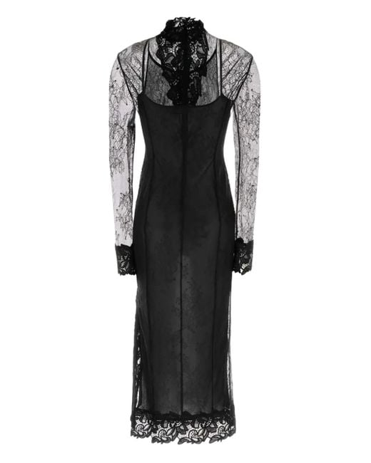 Abito Midi Con Collo Rialzato E Pizzo di Blumarine in Black