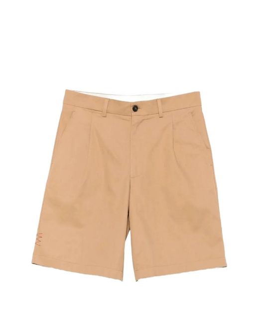 Amaranto Natural Pleated Cotton Shorts for men