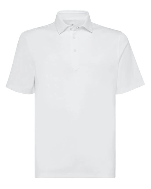Brunello Cucinelli White Classic Polo T-Shirt for men