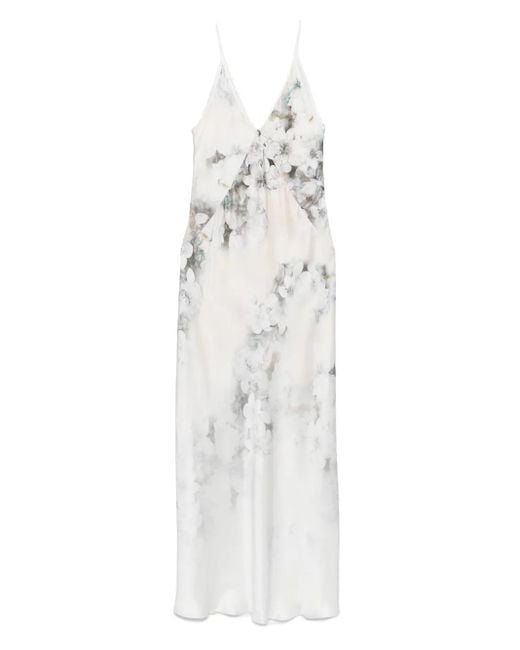 Alberta Ferretti Women's White Floral-Print Slip Day Dress