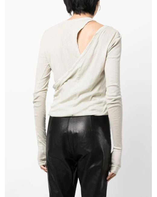 Top A Maniche Lunghe Con Dettaglio Cut-Out di Rick Owens in White