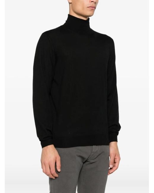 Fedeli Black Turtleneck Sweater for men