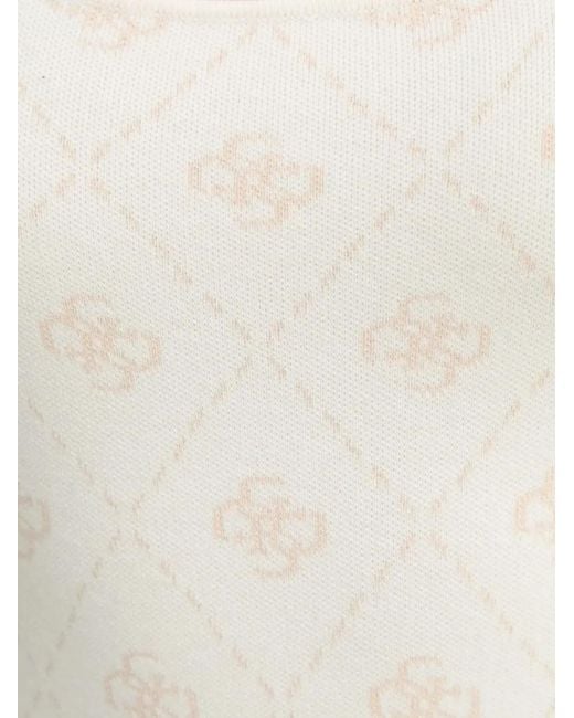 Guess White Logo-Pattern Sleeveless Mini Dress