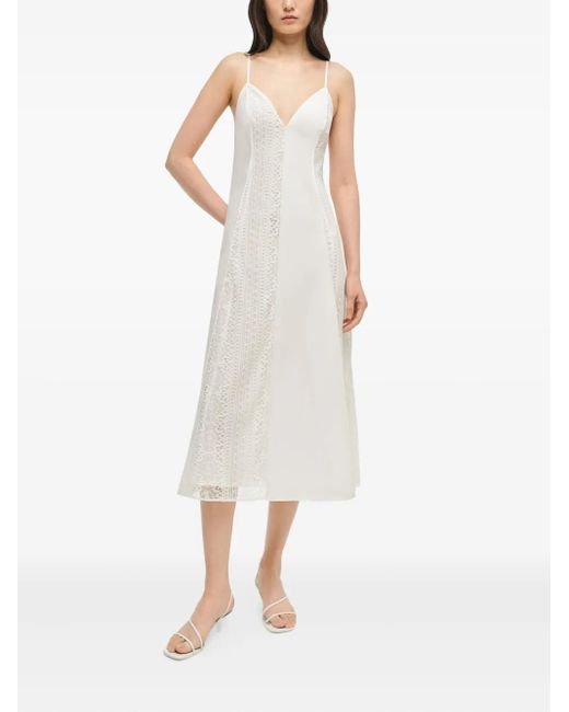 Jonathan Simkhai White Mina Lace-Insert Midi Dress
