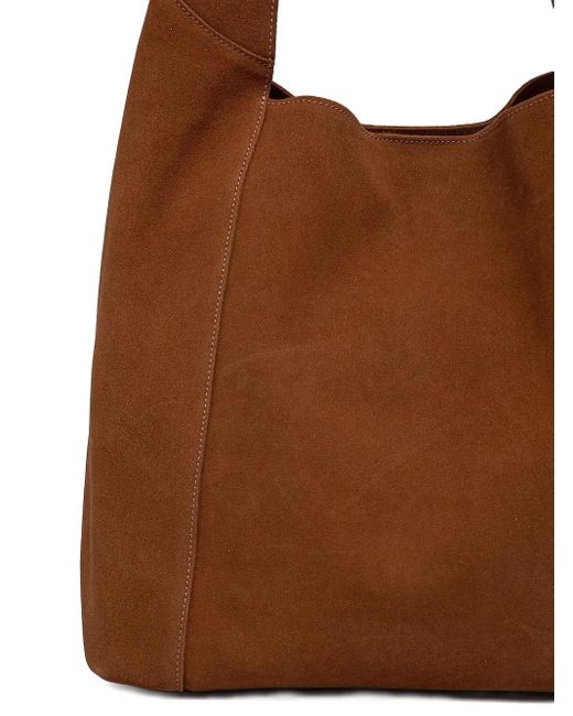 Twinset Brown Large Ventotene Suede Clasp Tote Bag
