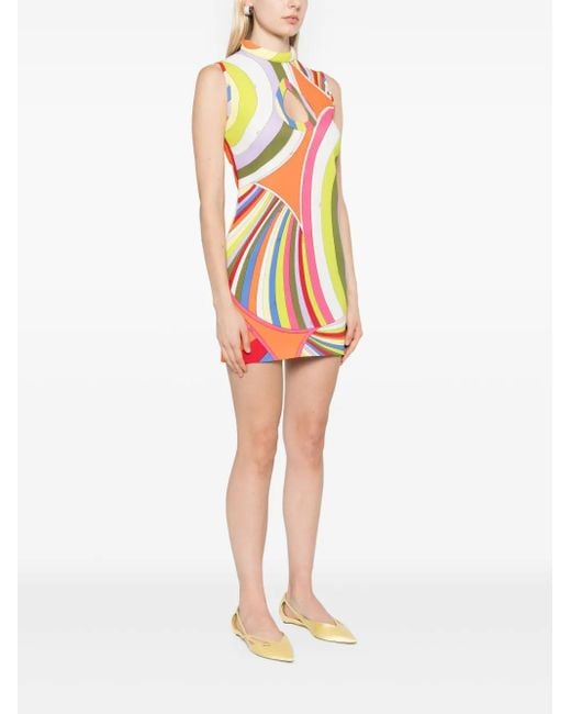 Emilio Pucci White Iride Cutout Crepe Minidress