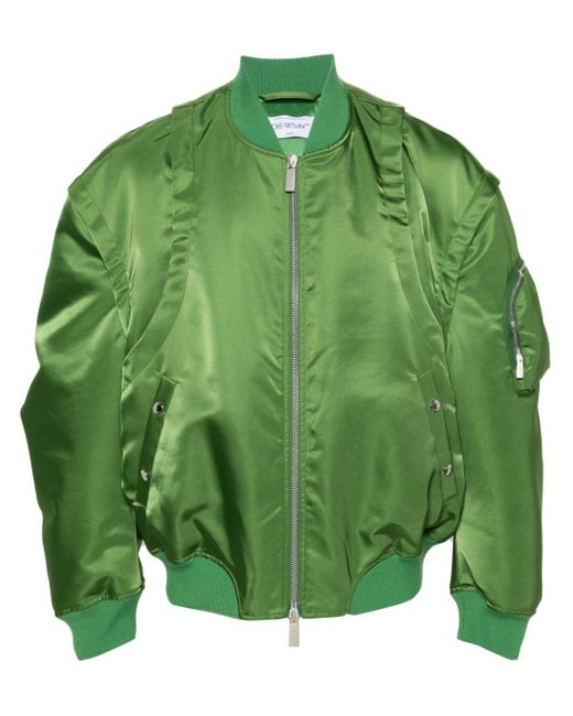Off-White c/o Virgil Abloh Green Detachable-sleeves Bomber Jacket for men