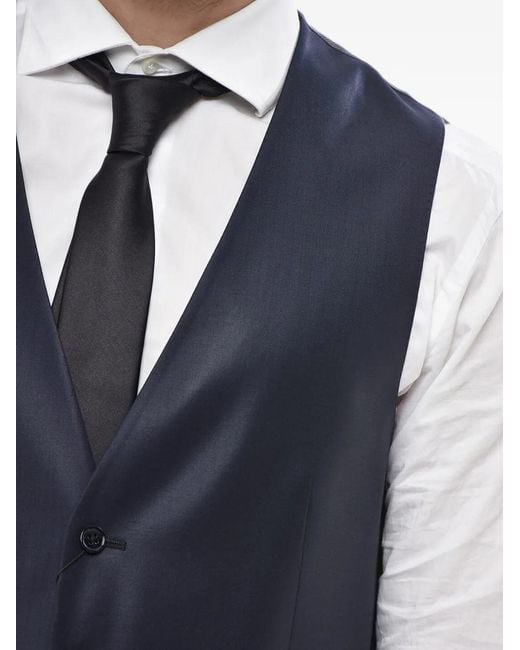 Corneliani Blue Code Satin-Finish Wool Waistcoat for men