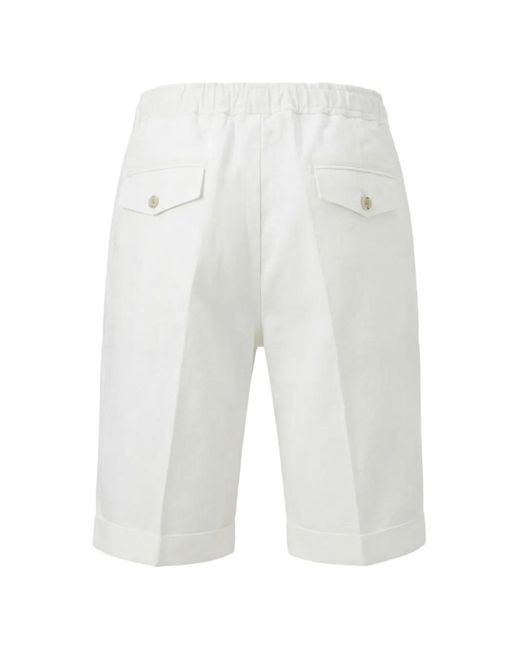 Arte' White Pleated Drawstring Shorts for men
