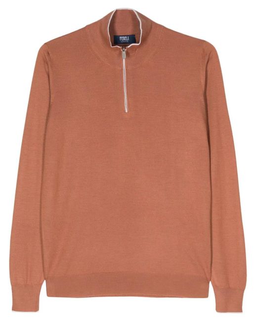 Fedeli Brown Pull Léger En Cachemire for men