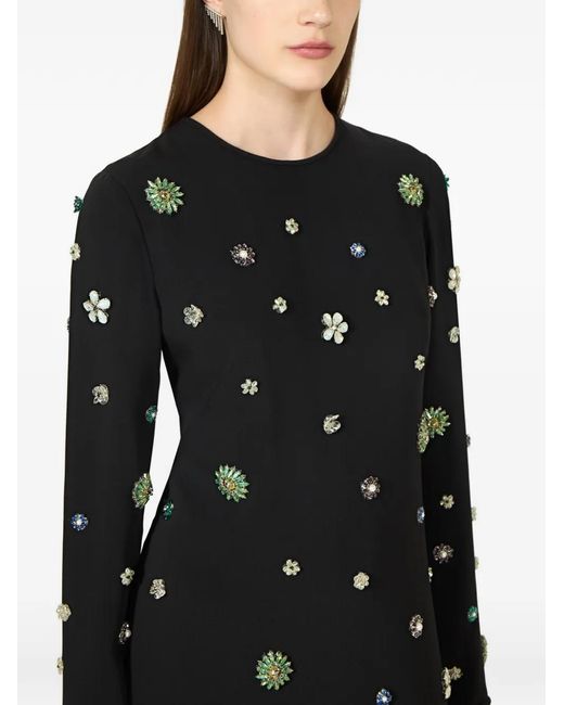Costarellos Black Brionka Embellished Crepe Midi Dress