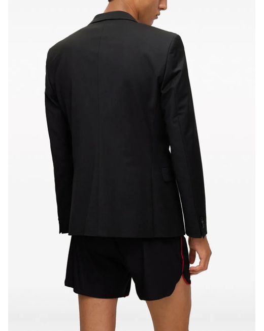 HUGO Black Logo-Patch Notched-Lapels Blazer for men