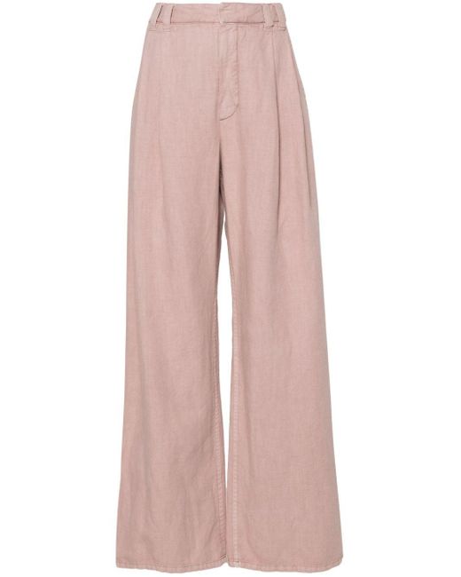 Brunello Cucinelli Pink Pleated Straight Trousers