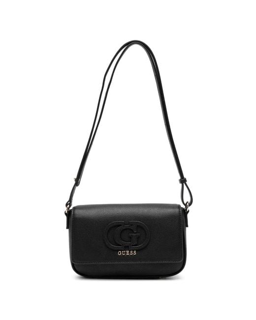 Guess Black Isola Embossed Logo Shoulder Bag