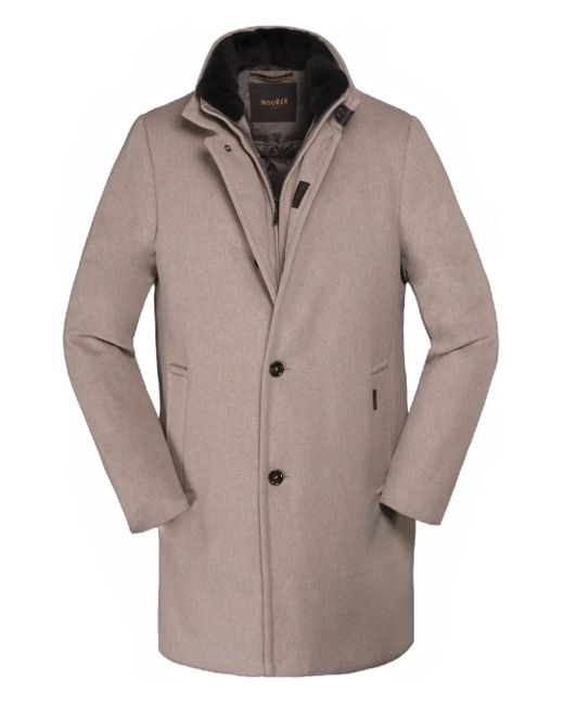 Moorer Gray Cashmere Single-Breasted Coat for men