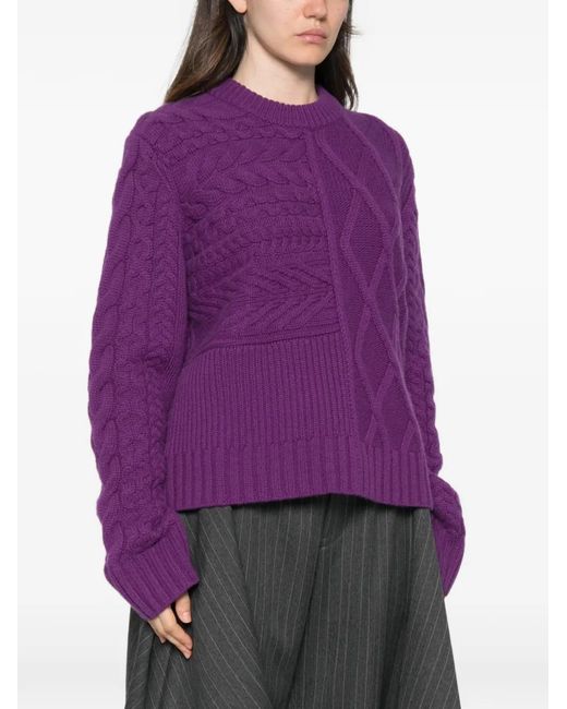 Bompard Purple Cable-Knit Sweater