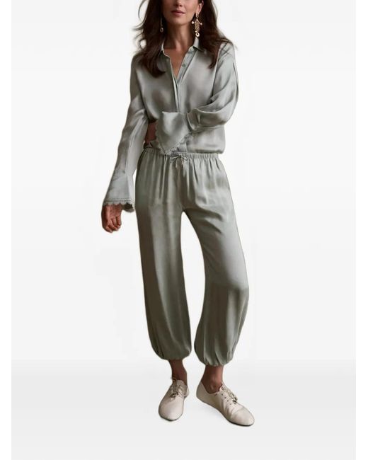 Hevron Green Halina Drawstring-Waist Elasticated-Cuff Trousers