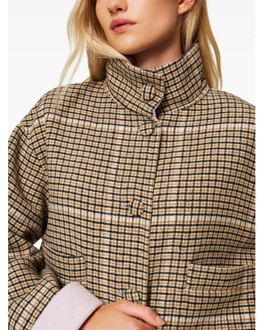Twinset Natural Reversible Checked Jacket