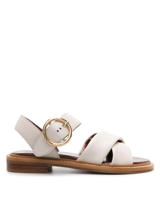 See By Chloé Natural Logo-buckle Leather Sandals