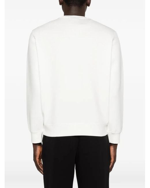 Emporio Armani White Logo Cotton Hoodie for men