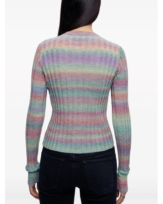 Re/done Blue Ribbed-Knit Wool Cardigan