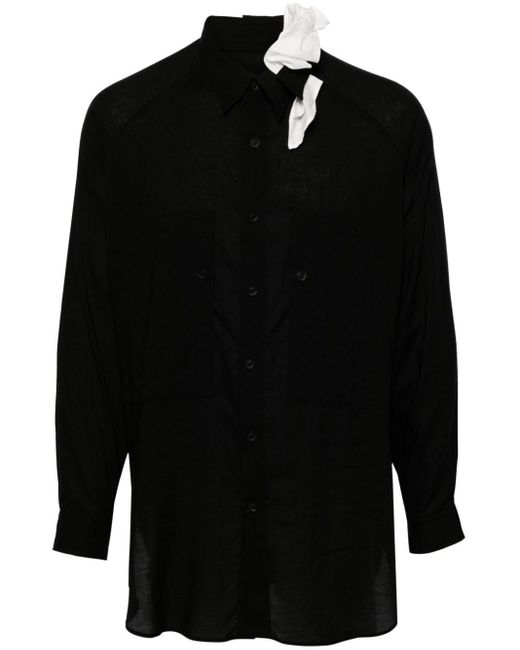 メンズ Yohji Yamamoto Layered Appliqué-detail Shirt Black