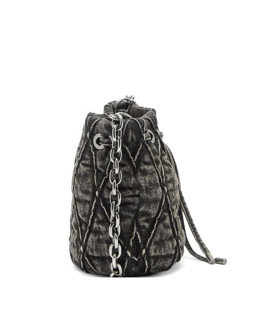 DIESEL Gray Charm-D Quilted Bucket Bag