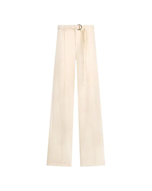 Liu Jo White Braided-Belt Flared Trousers
