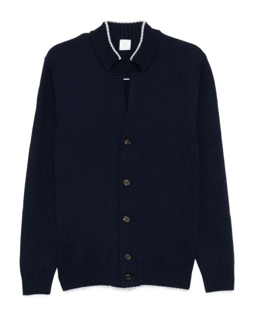 Eleventy Geribbeld Vest Met Knopen in het Blue voor heren