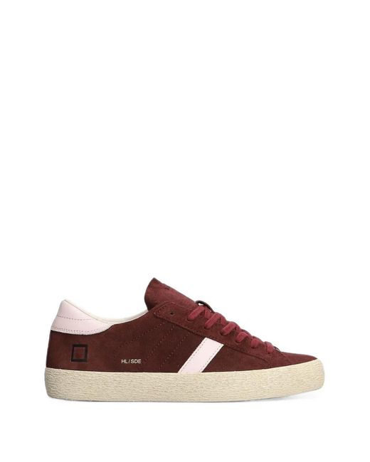 Date Brown Hill Low Block Suede Panelled Sneakers