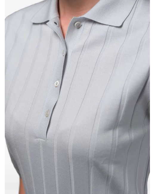 Moorer Gray Buttons Ribbed Polo Shirt