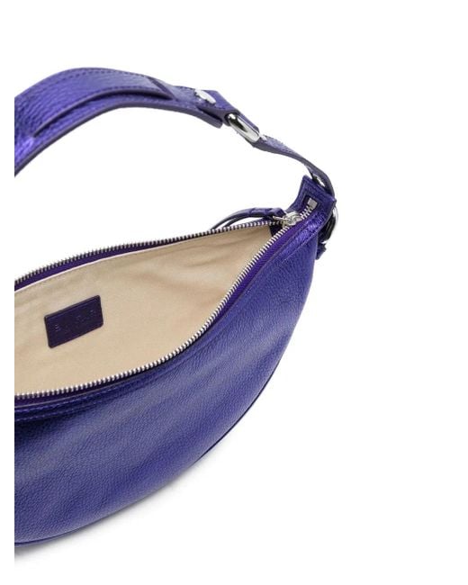 By Far Blue Pebble-Texture Leather Shoulder Bag