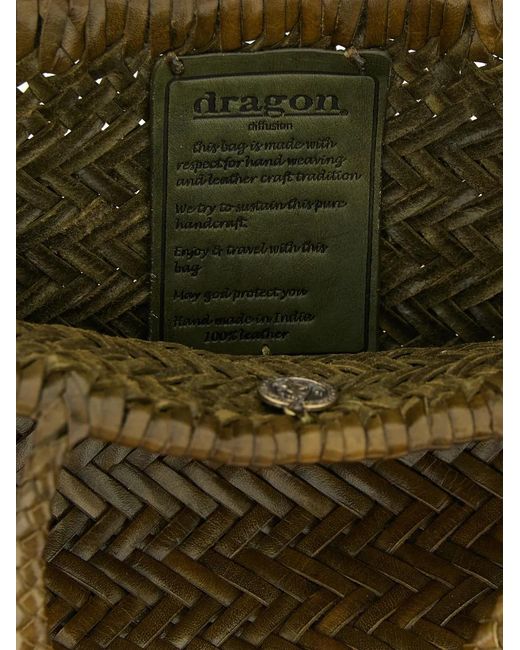 Borsa Tote Flat Gora Mini di Dragon Diffusion in Green