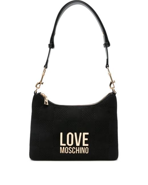 Borsa A Spalla Con Applicazione di Love Moschino in Black