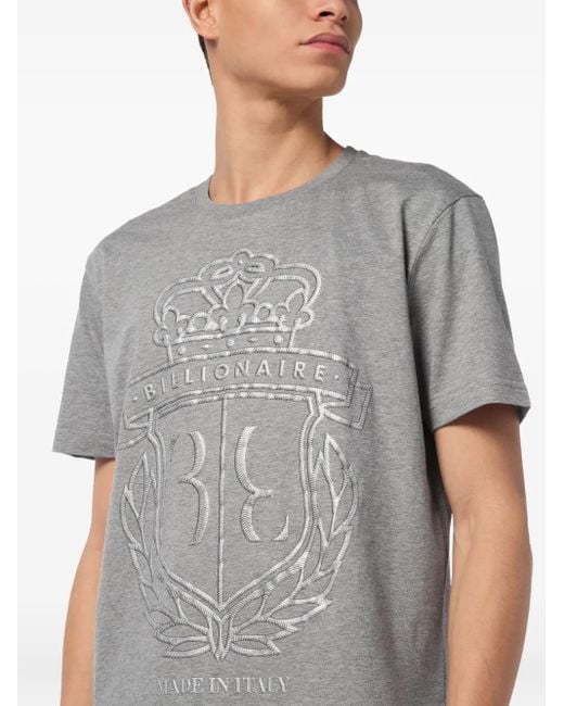 Billionaire Gray Crest Round-Neck T-Shirt for men