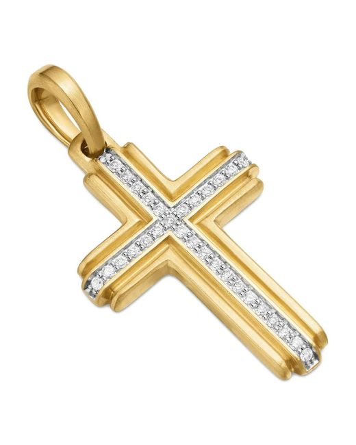 Colgante Deco Cross de 34 mm en oro amarillo de 18 ct con diamantes David Yurman de hombre de color Metallic