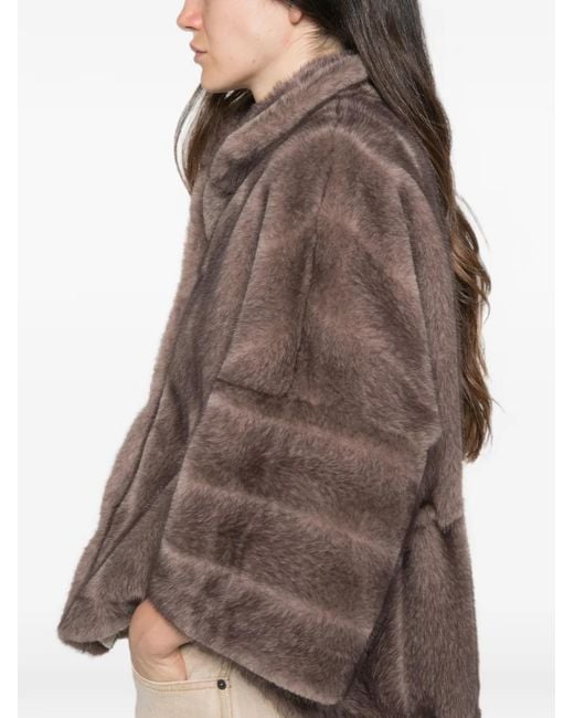 VALENTINI 1972 Brown High-Neck Drawstring-Waist Jacket