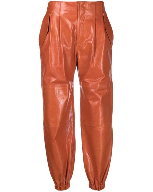 Ulla Johnson Orange Cyrus Leather Trousers