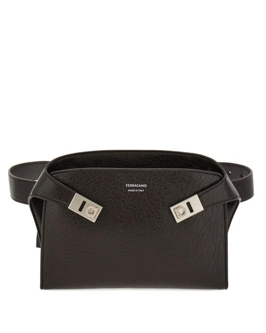 Ferragamo Black Gancini Belt Bag for men