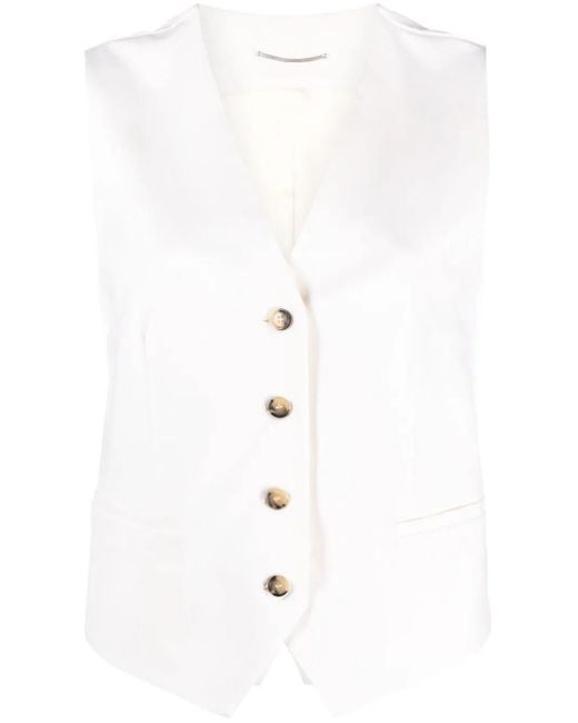 Gilet Sartoriale Con Scollo A V di PT Torino in White