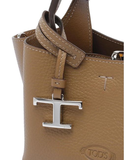 Tod's Brown Logo-Detail Leather Cross Body Bag