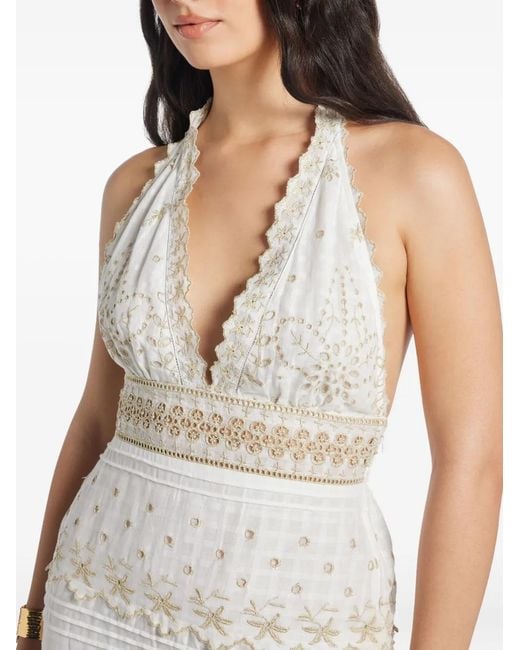 LoveShackFancy Aventine Mini-Jurk Met Borduurwerk in het White